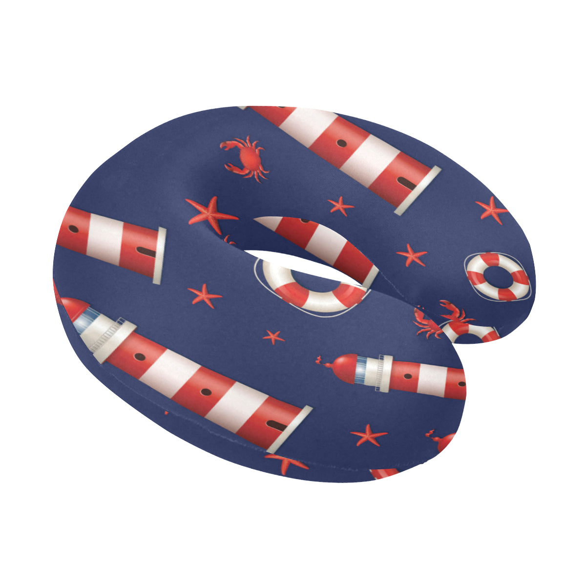 Nautical Pattern Print Design A03 U-Shaped Travel Neck Pillow