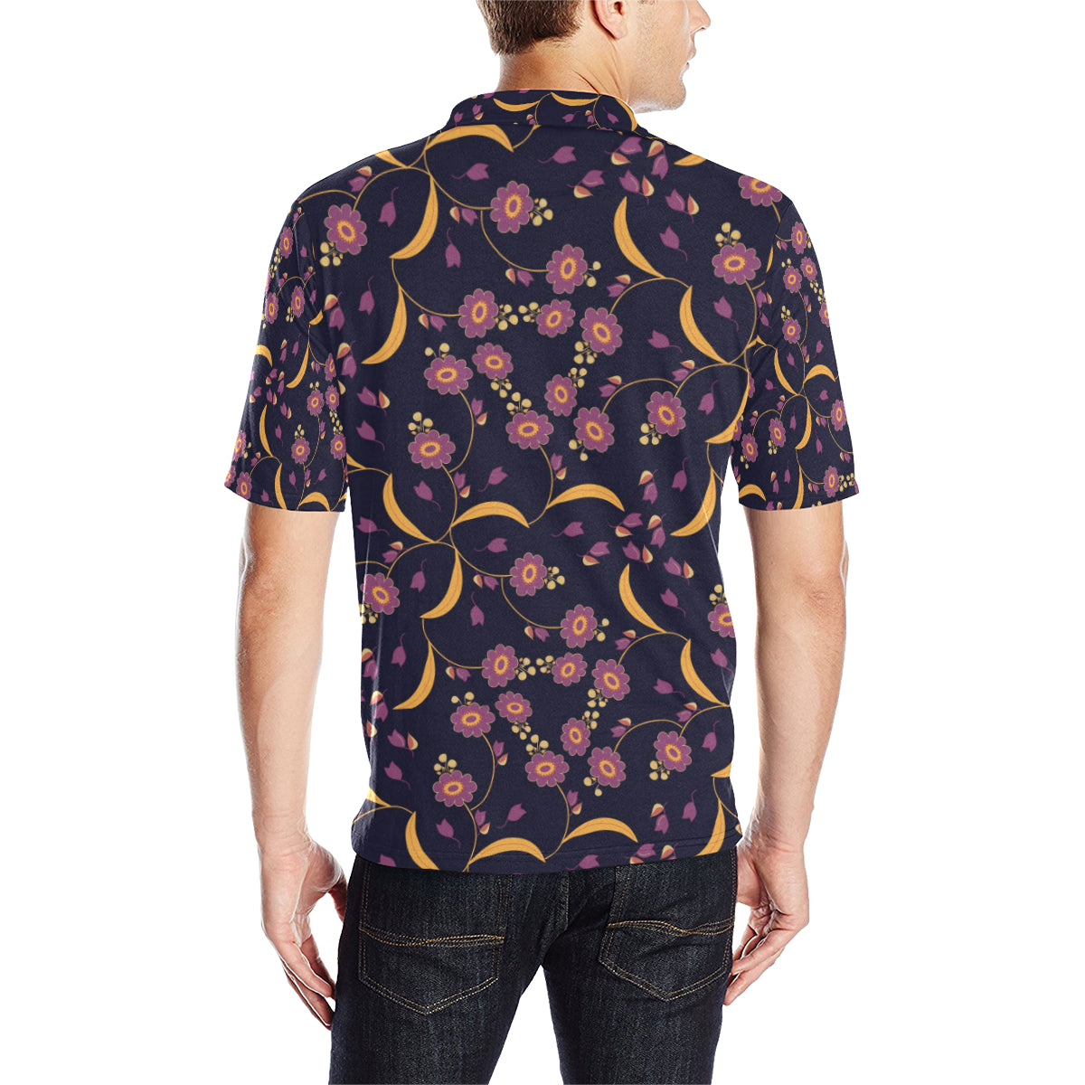 Anemone Pattern Print Design AM012 Men Polo Shirt