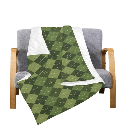 Argyle Green Pattern Print Design 01 Premium Quilt