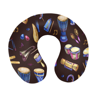 Percussion Neon Pattern Print Design 04 U-Shaped Travel Neck Pillow