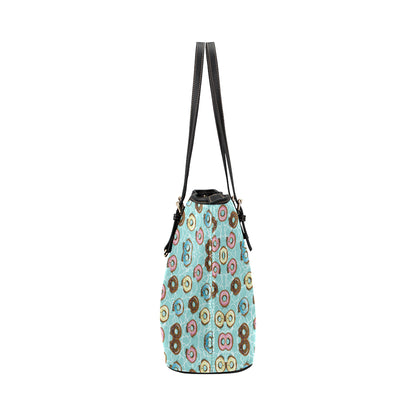 Emoji Donut Print Pattern Leather Tote Bag