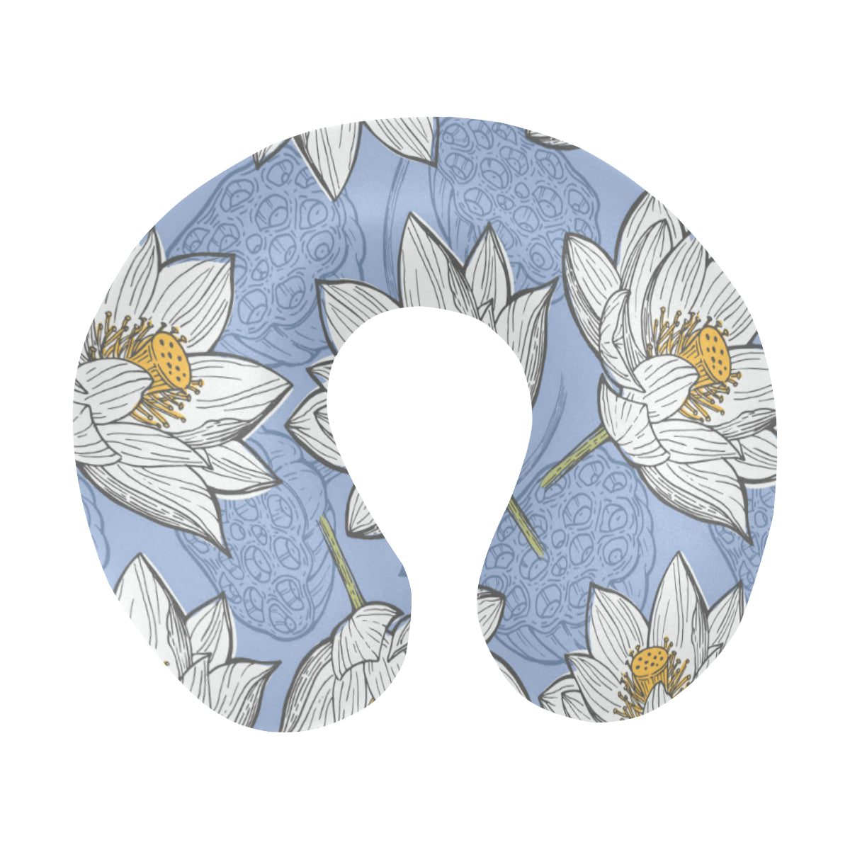 Lotus Pattern Print Design 04 U-Shaped Travel Neck Pillow