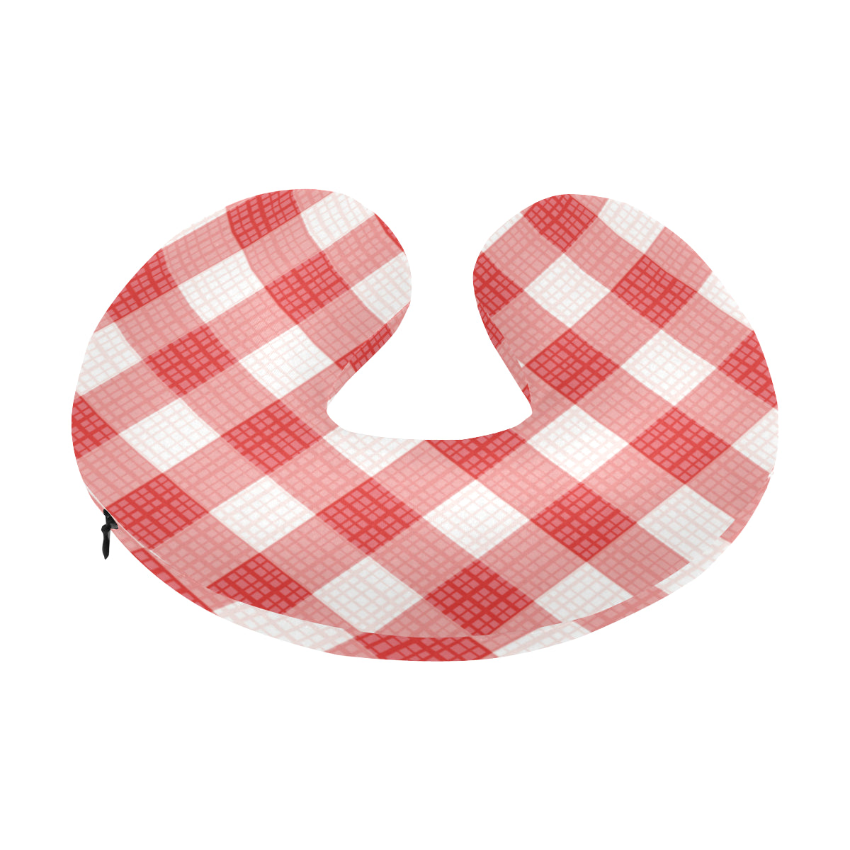 Gingham Red Pattern Print Design 01 U-Shaped Travel Neck Pillow