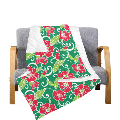 Red Hibiscus Pattern Print Design HB019 Premium Quilt