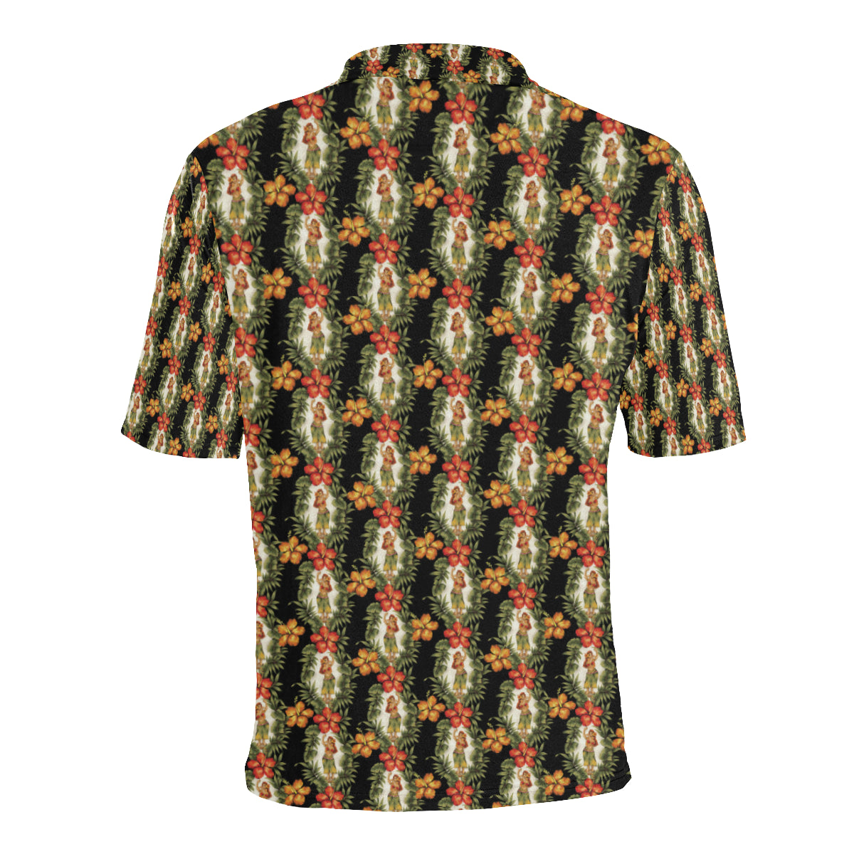 Hawaiian Flower Hula Hibiscus Print Men Polo Shirt