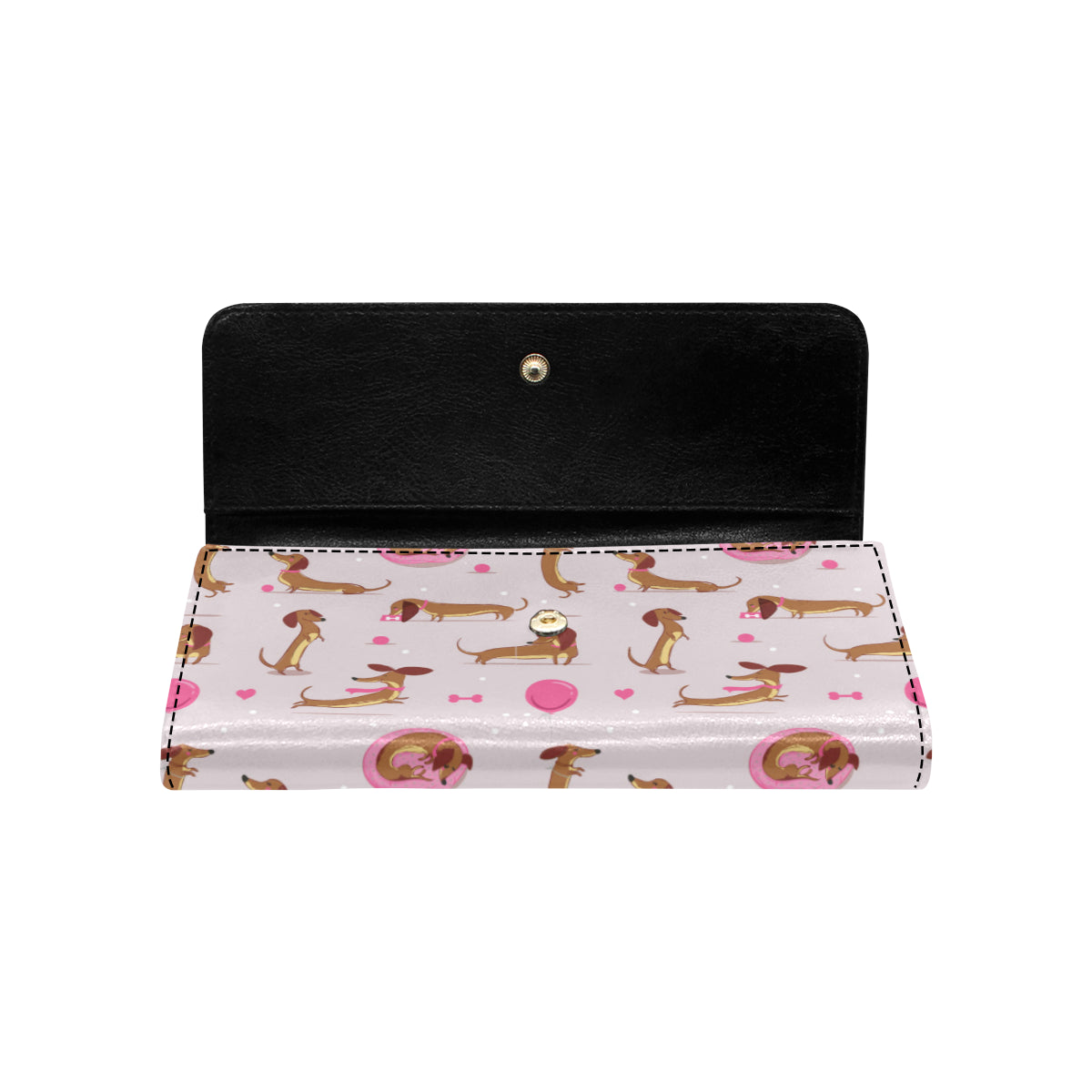 Dachshund Pattern Print Design 10 Women's Trifold Wallet