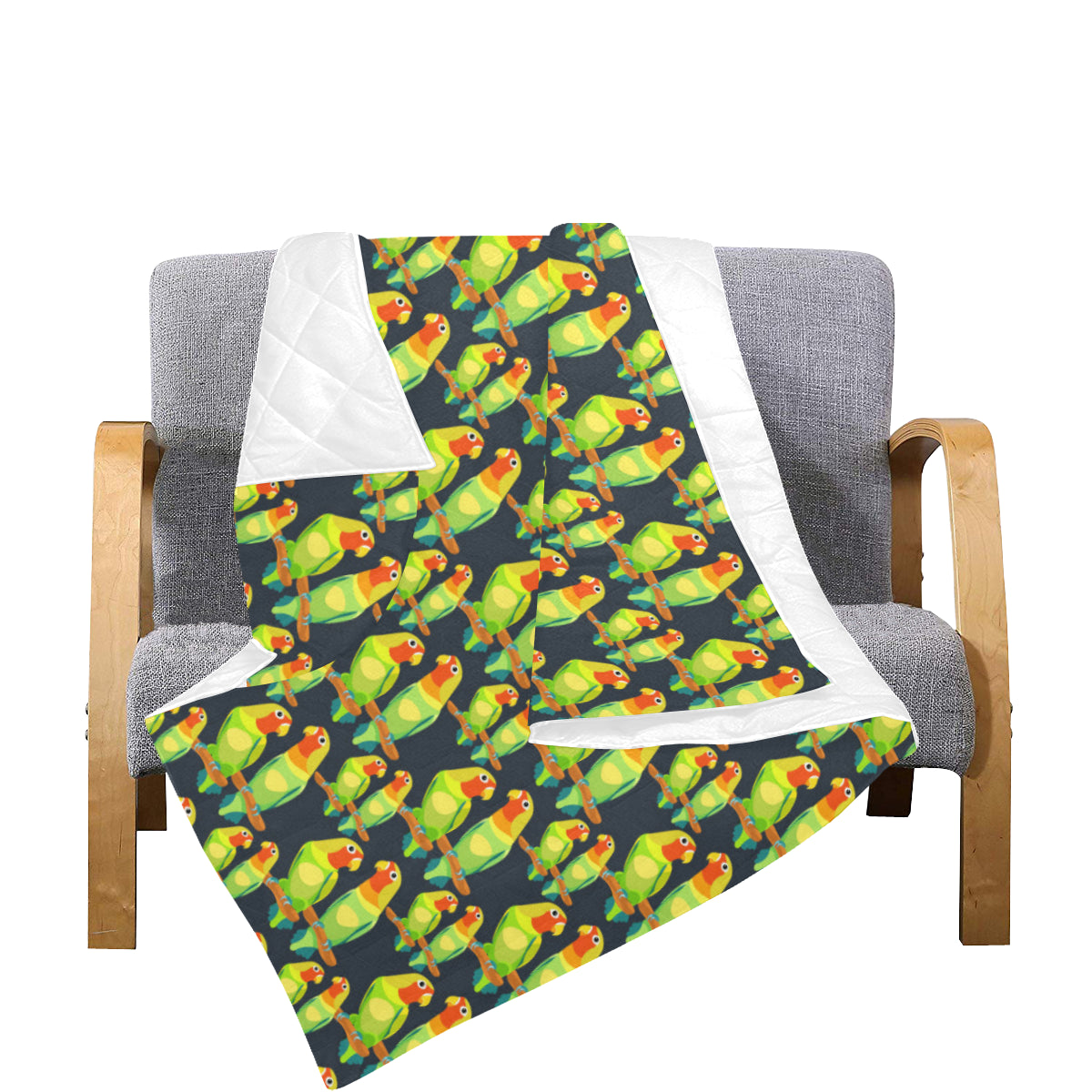 Lovebird Pattern Print Design 01 Premium Quilt