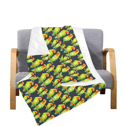 Lovebird Pattern Print Design 01 Premium Quilt