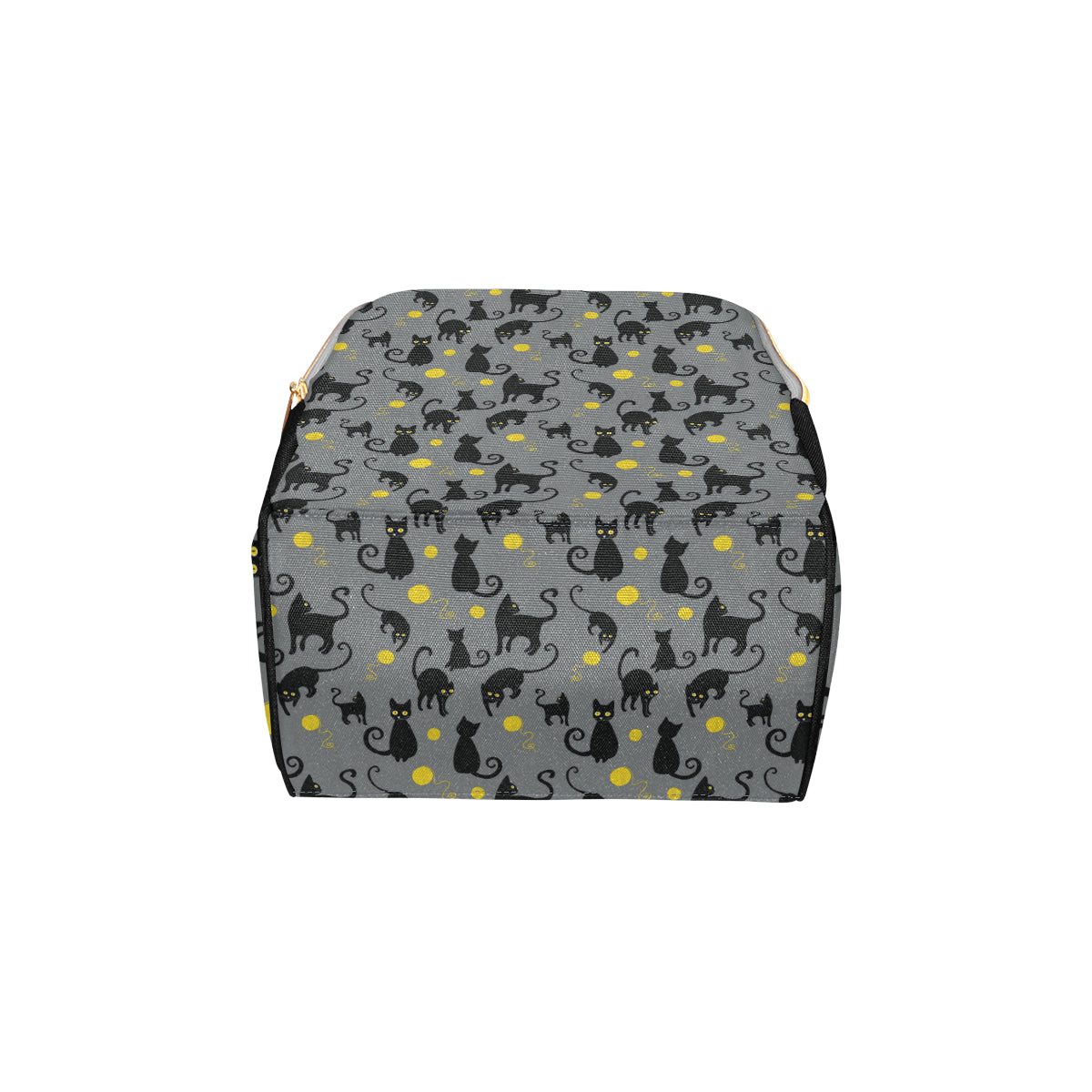 Black Cat Yellow Yarn Print Pattern Diaper Bag Backpack