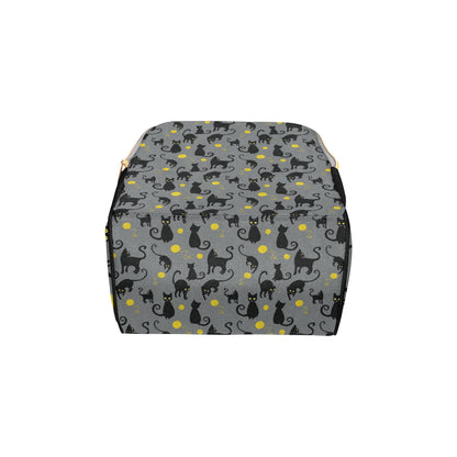 Black Cat Yellow Yarn Print Pattern Diaper Bag Backpack