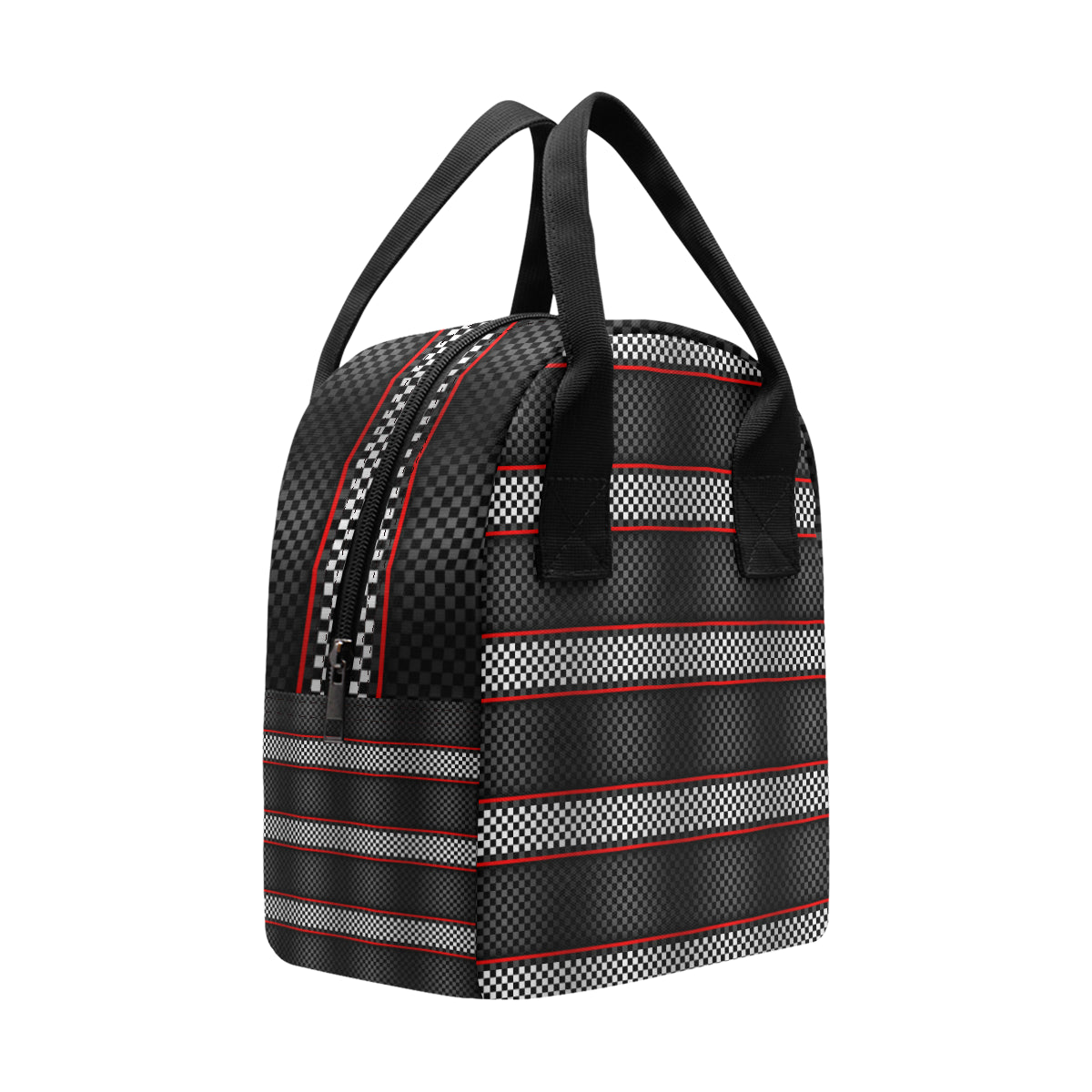 Checkered Flag Red Line Style Insulated Lunch Bag
