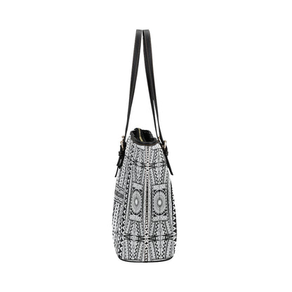 Polynesian Tattoo Design Leather Tote Bag