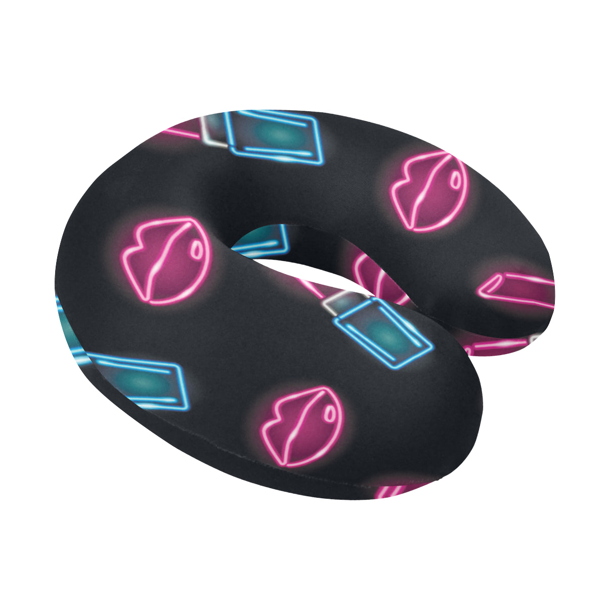 Lipstick Color Neon Pattern Print Design 03 U-Shaped Travel Neck Pillow