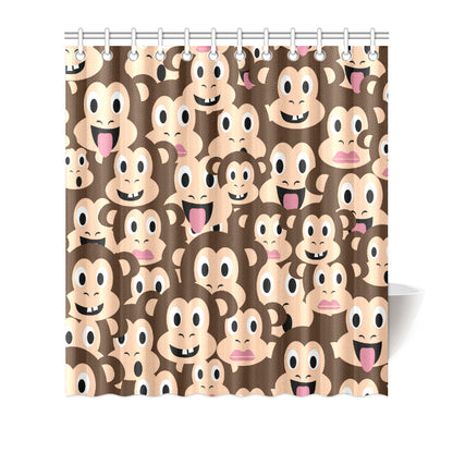 Emoji Monkey Print Pattern Shower Curtain