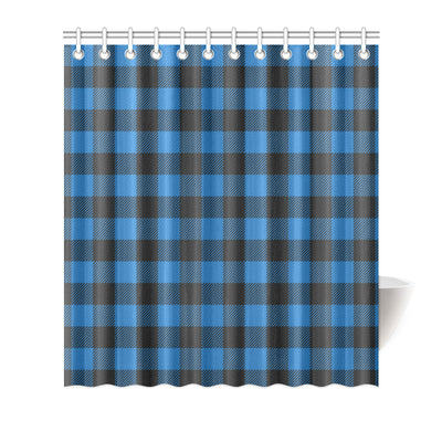 Buffalo check Blue Pattern Print Design 03 Shower Curtain