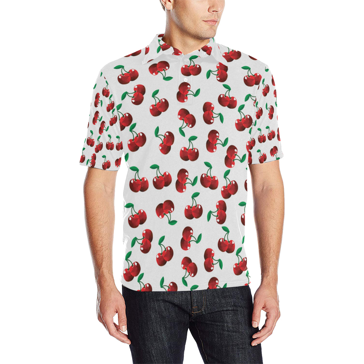 Cherry Pattern Print Design 01 Men Polo Shirt