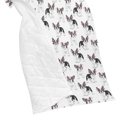 Boston Terrier Pattern Print Design 03 Premium Quilt