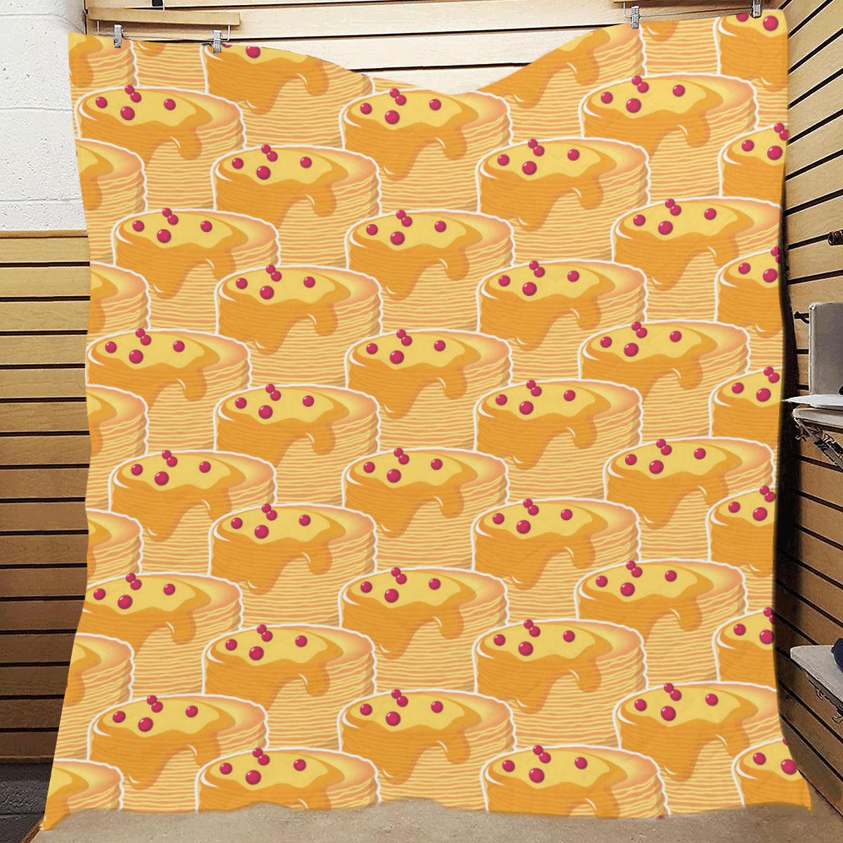 Pancake Pattern Print Design A04 Premium Quilt