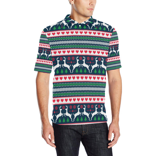 Reindeer Pattern Print Design 03 Men Polo Shirt