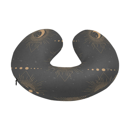 Moon Boho Pattern Print Design 02 U-Shaped Travel Neck Pillow
