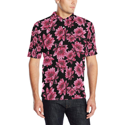 Lotus Pattern Print Design 03 Men Polo Shirt