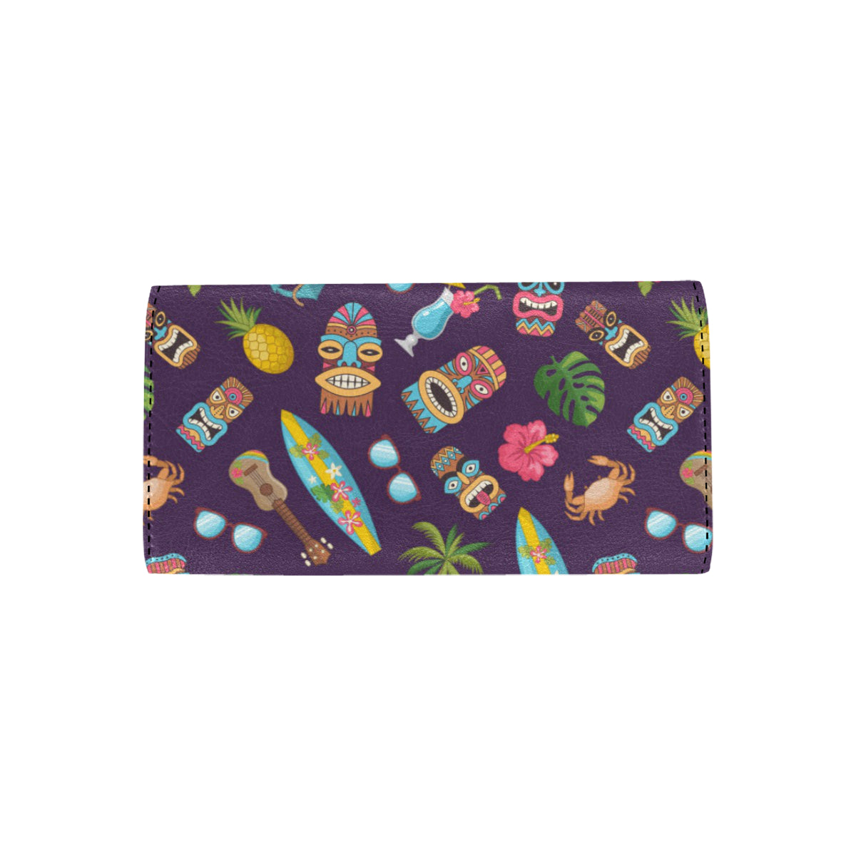 Hawaiian Themed Pattern Print Design H024 Women's Trifold Wallet