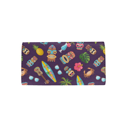 Hawaiian Themed Pattern Print Design H024 Women's Trifold Wallet