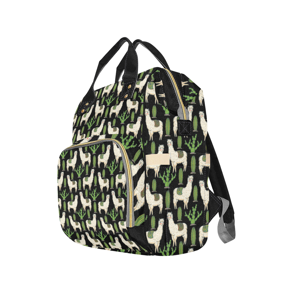 Llama Cactus Pattern Print Design 011 Diaper Bag Backpack