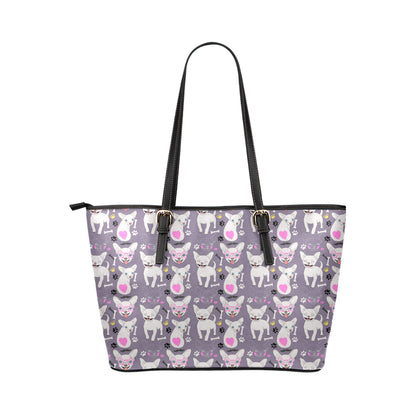 Chihuahua Happy Pattern Leather Tote Bag