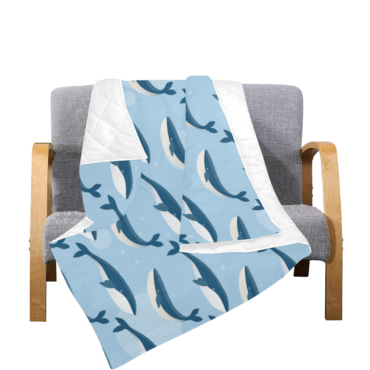 Blue Whale Pattern Print Design 02 Premium Quilt