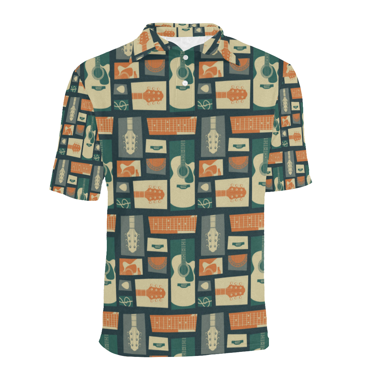 Acoustic Guitar Pattern Print Design 02 Men Polo Shirt