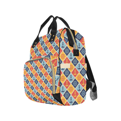 Nautical Pattern Design Themed Print Diaper Bag Backpack