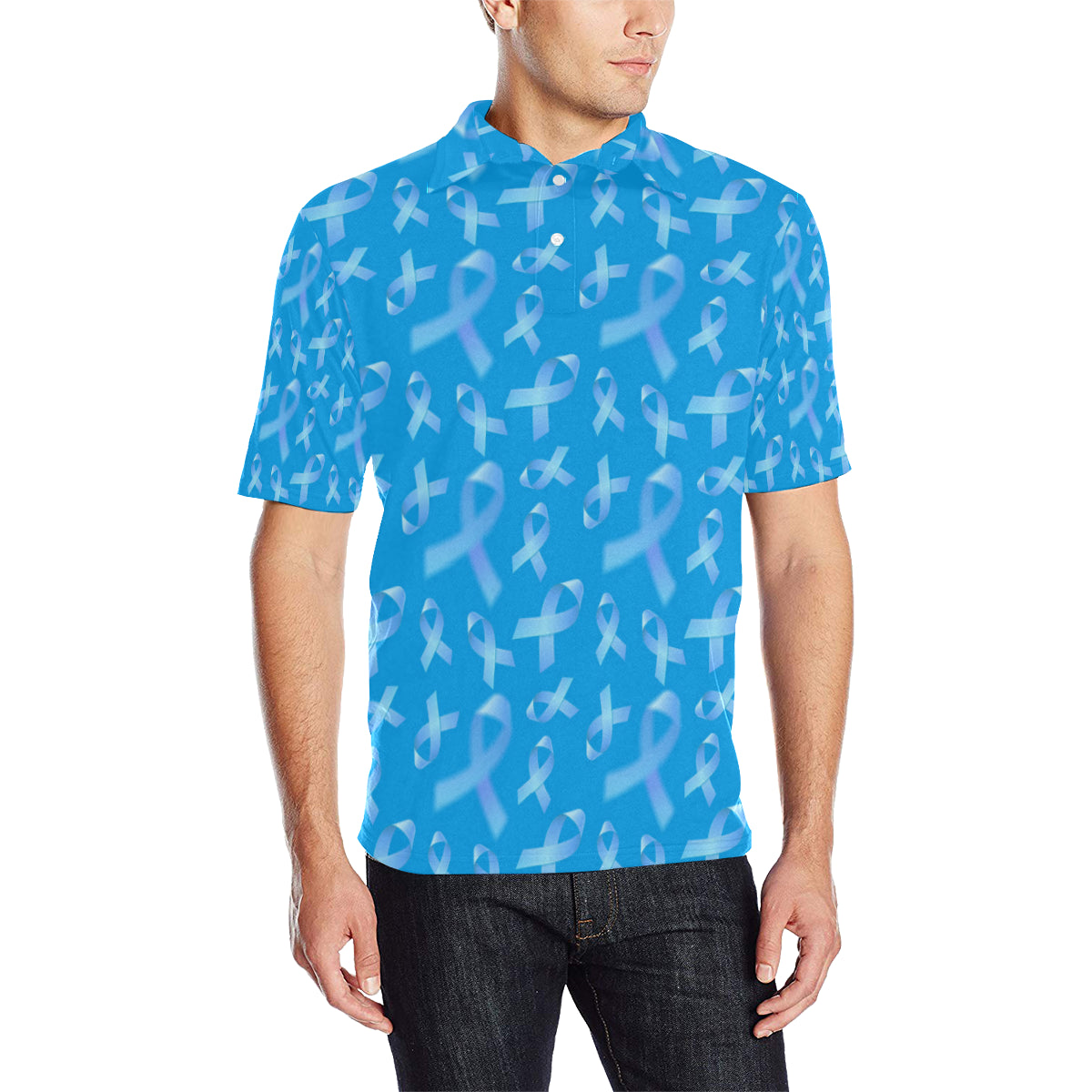 Prostate cancer Pattern Print Design A01 Men Polo Shirt