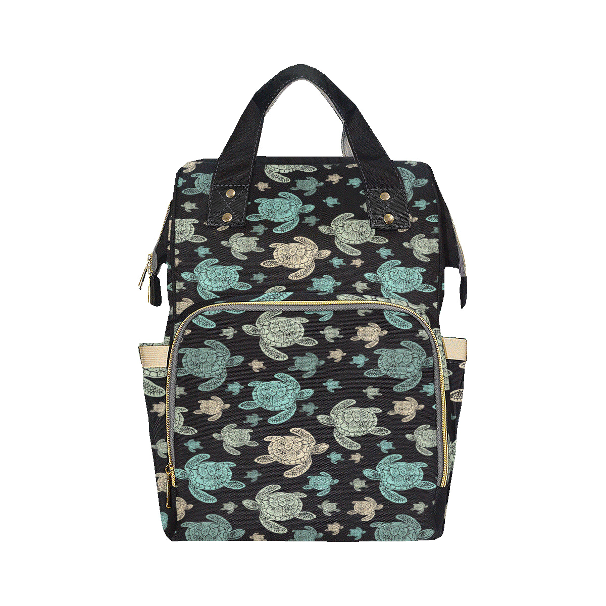 Sea Turtle Stamp Pattern Diaper Bag Backpack
