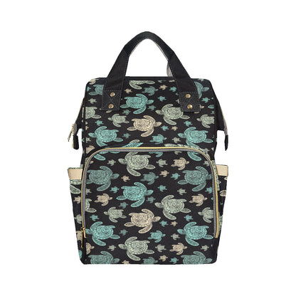 Sea Turtle Stamp Pattern Diaper Bag Backpack