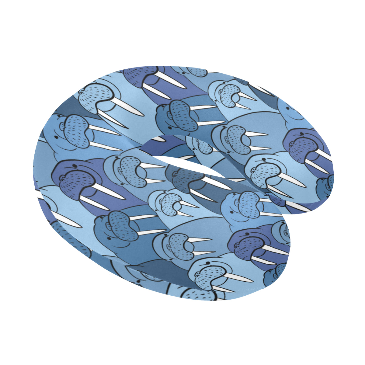 Walrus Pattern Print Design 01 U-Shaped Travel Neck Pillow