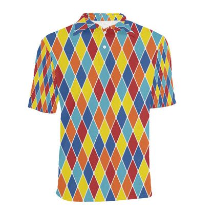 Harlequin Pattern Print Design 01 Men Polo Shirt
