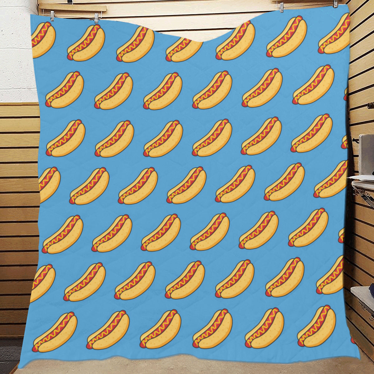 Hot Dog Pattern Print Design 02 Premium Quilt