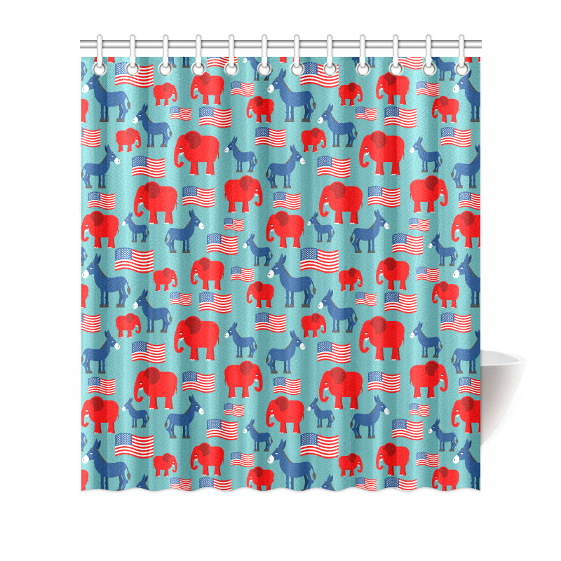 Donkey Red Elephant Pattern Print Design 03 Shower Curtain