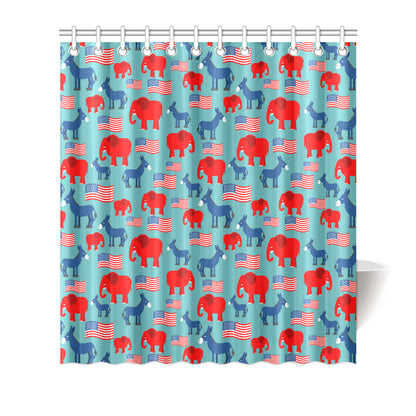 Donkey Red Elephant Pattern Print Design 03 Shower Curtain