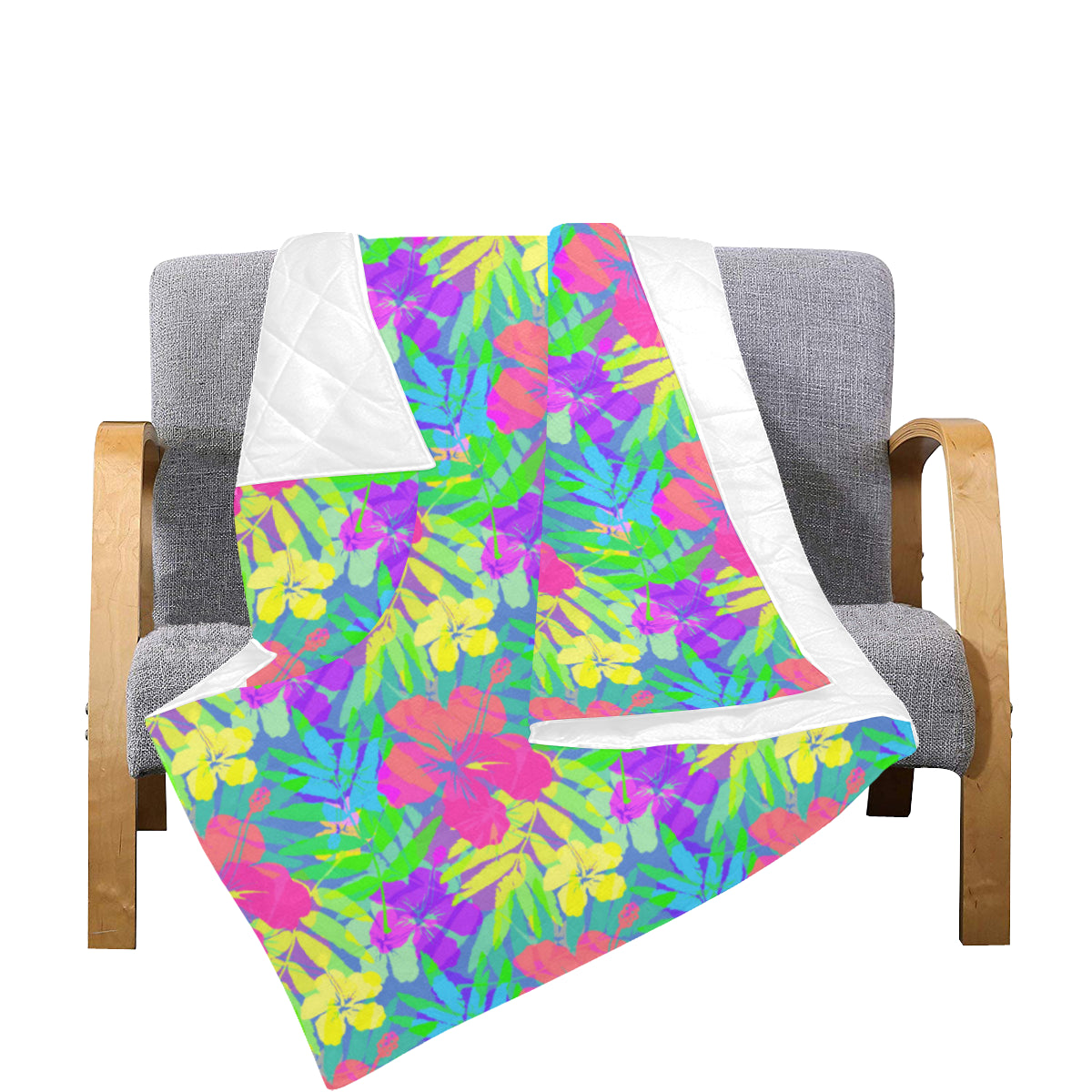 Neon Tropical Pattern Print Design A03 Premium Quilt