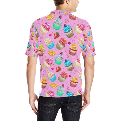 Cupcake Pattern Print Design CP05 Men Polo Shirt