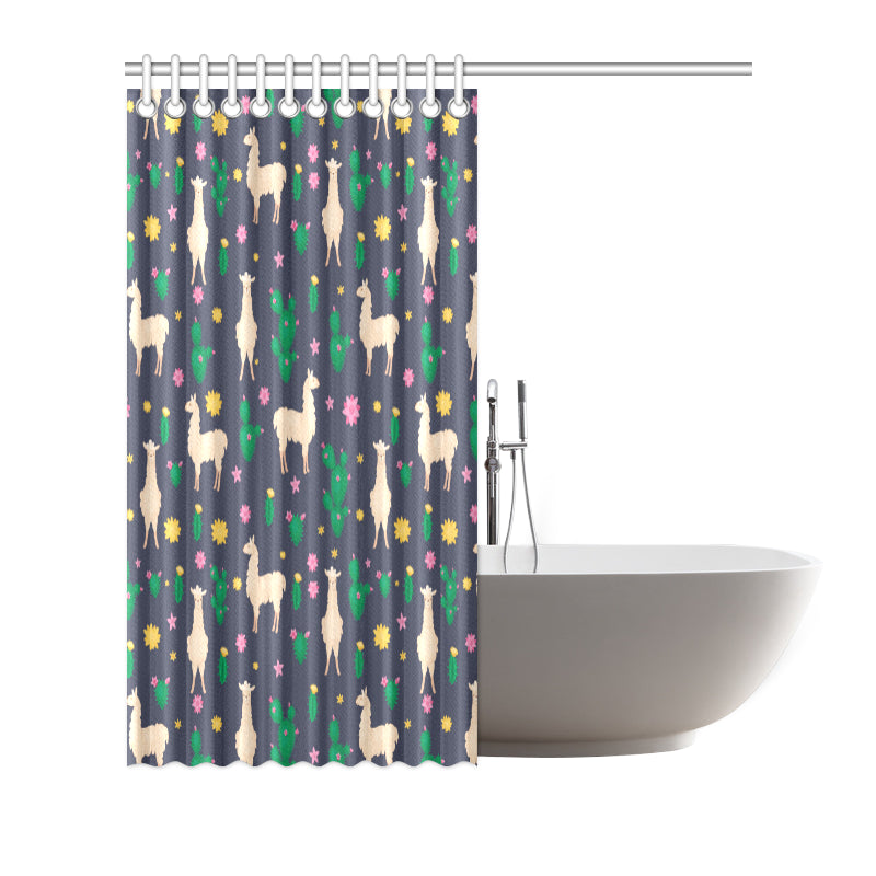 Llama Cactus Pattern Print Design 012 Shower Curtain