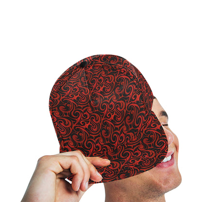 Maori Red Black Themed Design Snapback Cap
