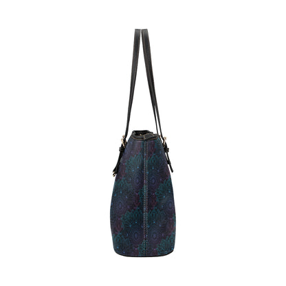 Boho Floral Mandala Leather Tote Bag