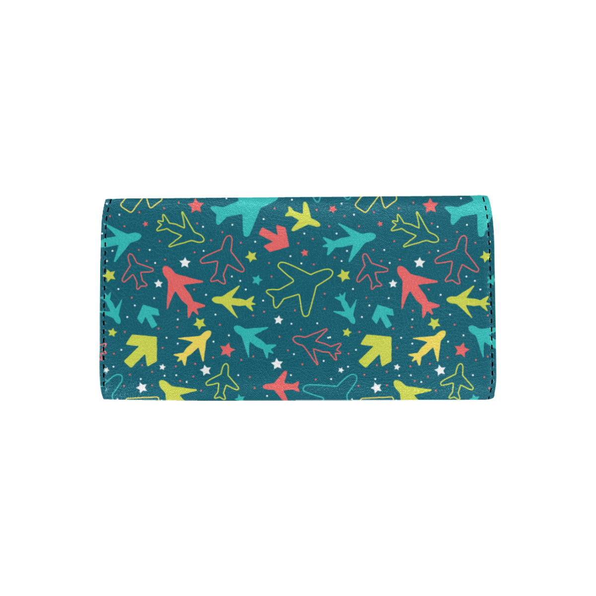 Airplane Pattern Print Design 05 Women's Trifold Wallet