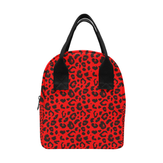 Leopard Red Skin Print Insulated Lunch Bag