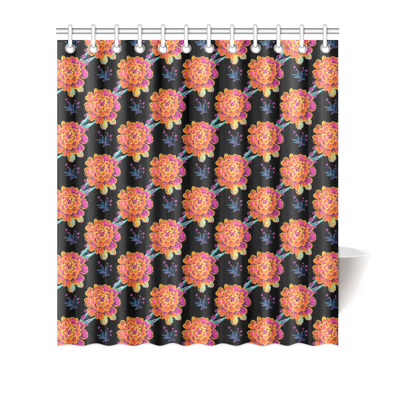 Marigold Pattern Print Design MR04 Shower Curtain