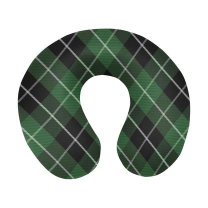 Plaid Green Pattern Print Design A05 U-Shaped Travel Neck Pillow