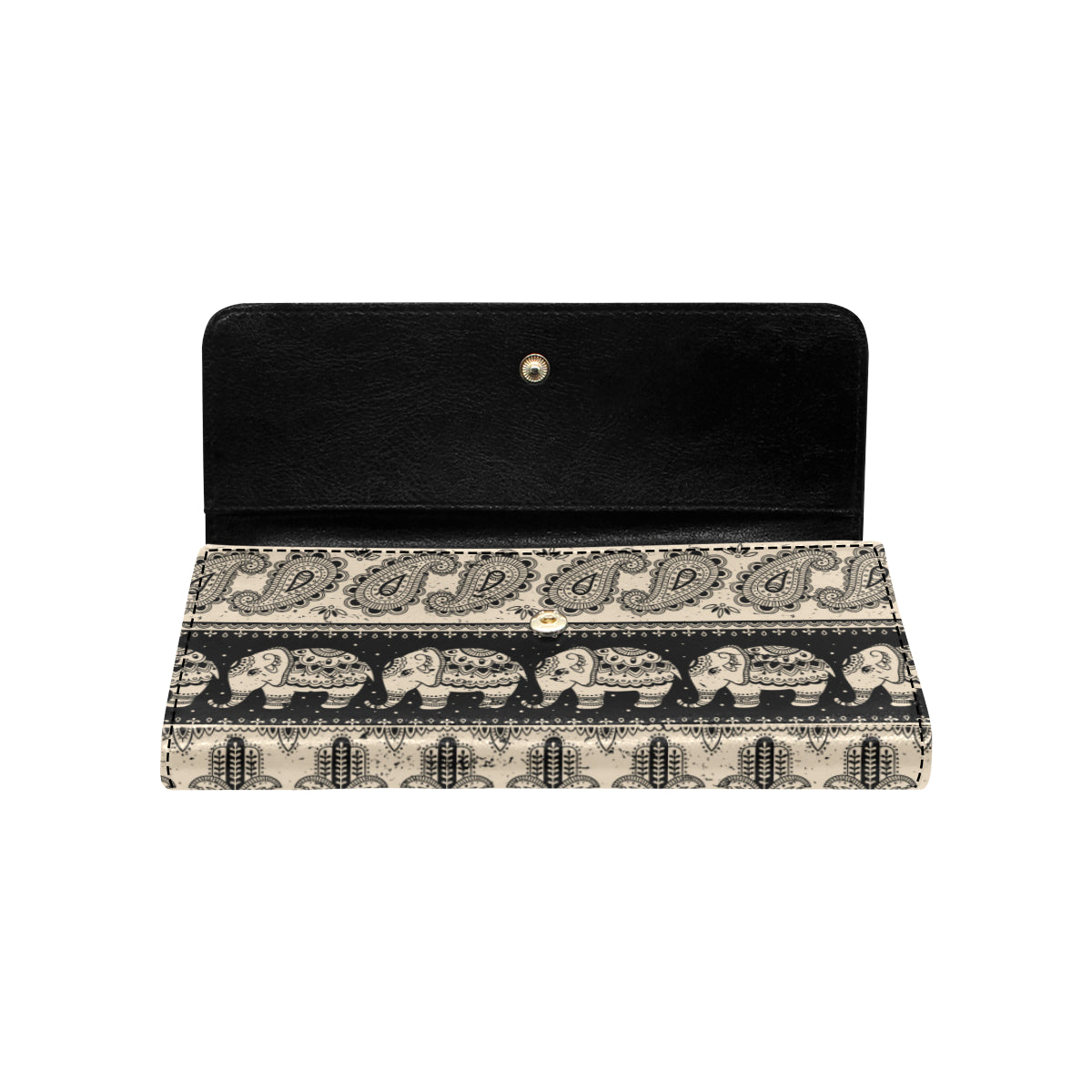 Elephant Hansa Lotus Pattern Women's Trifold Wallet